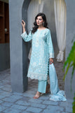 Light Blue Sequence & Thread Embroidered 3-Piece Lawn Suit - sitarastyle.com