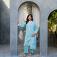Light Blue Sequence & Thread Embroidered 3-Piece Lawn Suit - sitarastyle.com