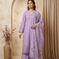 Lilac Light Purple Embroidered 3 - Piece Lawn Suit - sitarastyle.com