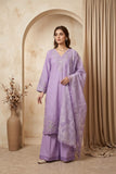 Lilac Light Purple Embroidered 3 - Piece Lawn Suit - sitarastyle.com