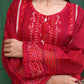 Maroon chikankari Lawn Suit with Silk Chiffon Dupatta - sitarastyle.com
