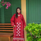 Maroon chikankari lawn suit with silk chiffon dupatta - Sitara Style