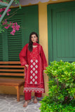 Maroon chikankari lawn suit with silk chiffon dupatta - Sitara Style