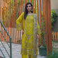 Olive lime embroidered lawn suit 3-piece - Sitara Style