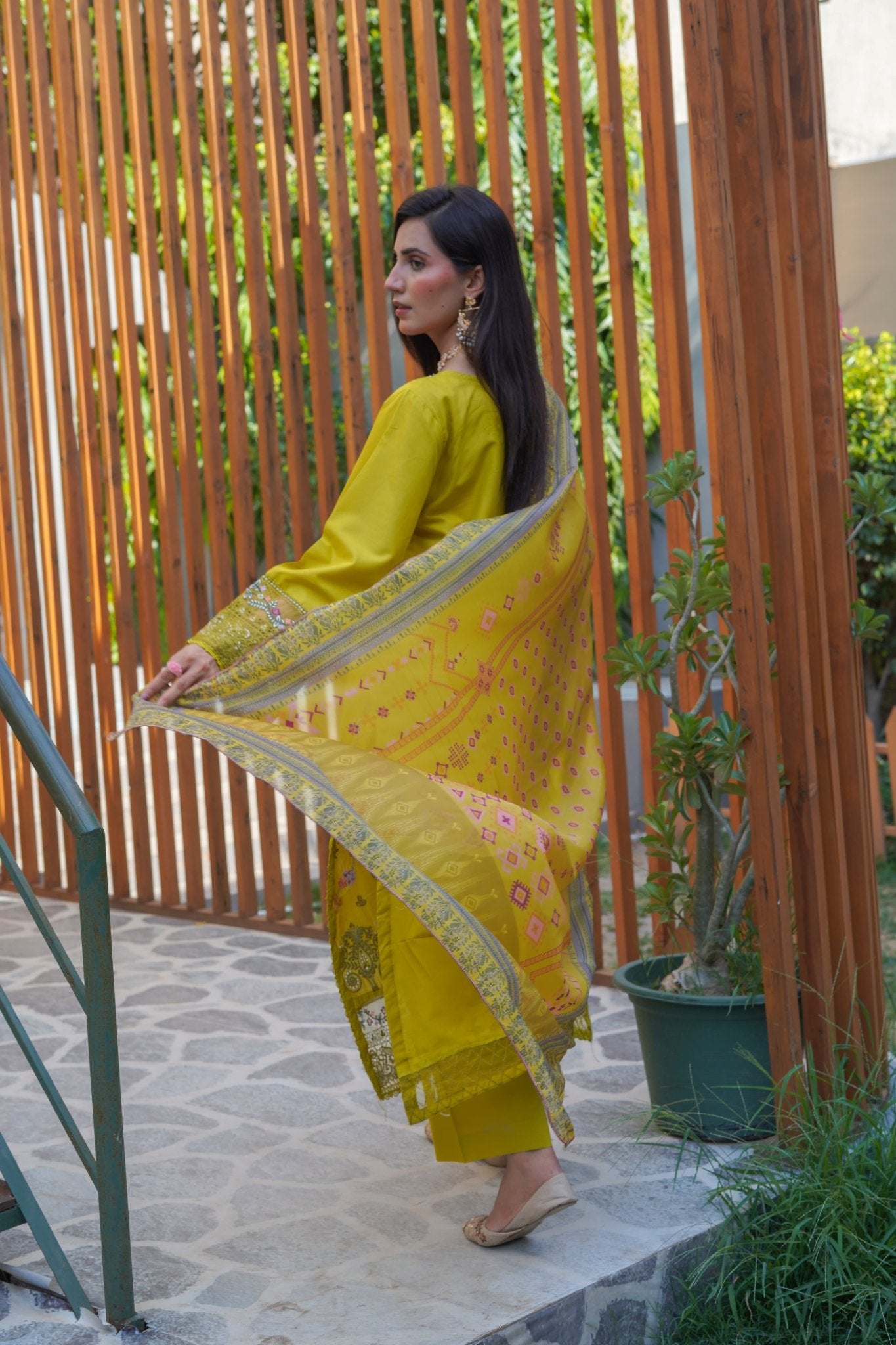 Olive Lime Embroidered Lawn Suit – 3 Piece - sitarastyle.com