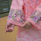 Peach Embroidered 3-Piece Suit with Printed Chiffon Dupatta - sitarastyle.com