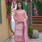 Peach Embroidered 3-Piece Suit with Printed Chiffon Dupatta - sitarastyle.com