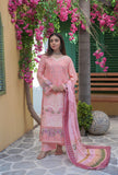 Peach Embroidered 3-Piece Suit with Printed Chiffon Dupatta - sitarastyle.com