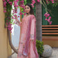 Peach Embroidered 3-Piece Suit with Printed Chiffon Dupatta - sitarastyle.com
