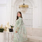 Pistachio Green Embroidered 3 - Piece Suit with Premium Patches - sitarastyle.com