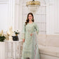Pistachio Green Embroidered 3 - Piece Suit with Premium Patches - sitarastyle.com