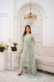 Pistachio Green Embroidered 3 - Piece Suit with Premium Patches - sitarastyle.com