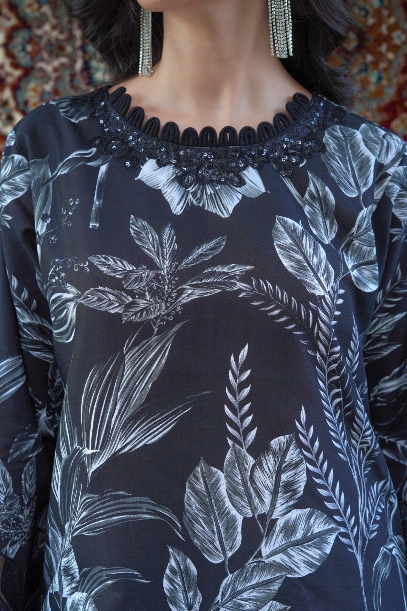 Printed Lawn 3-Piece Suit with Farshi Shalwar & Monar Dupatta - sitarastyle.com