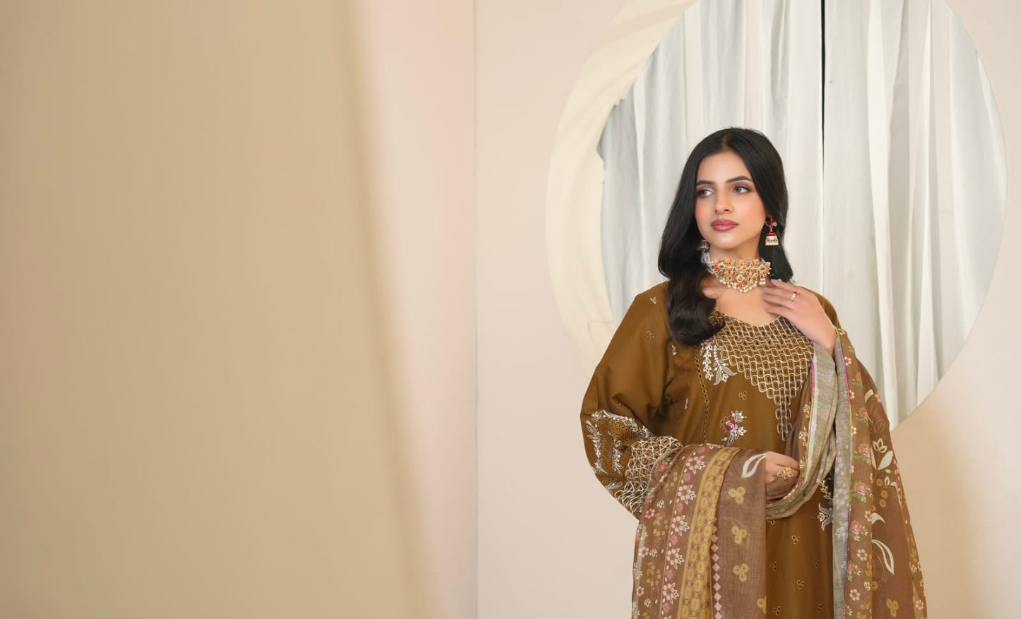 Chikankari Embroidered 3pc Suit with Premium Chiffon Dupatta
