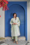 Sage Green Embroidered 3-Piece Lawn Suit with Daman Patch Work - sitarastyle.com