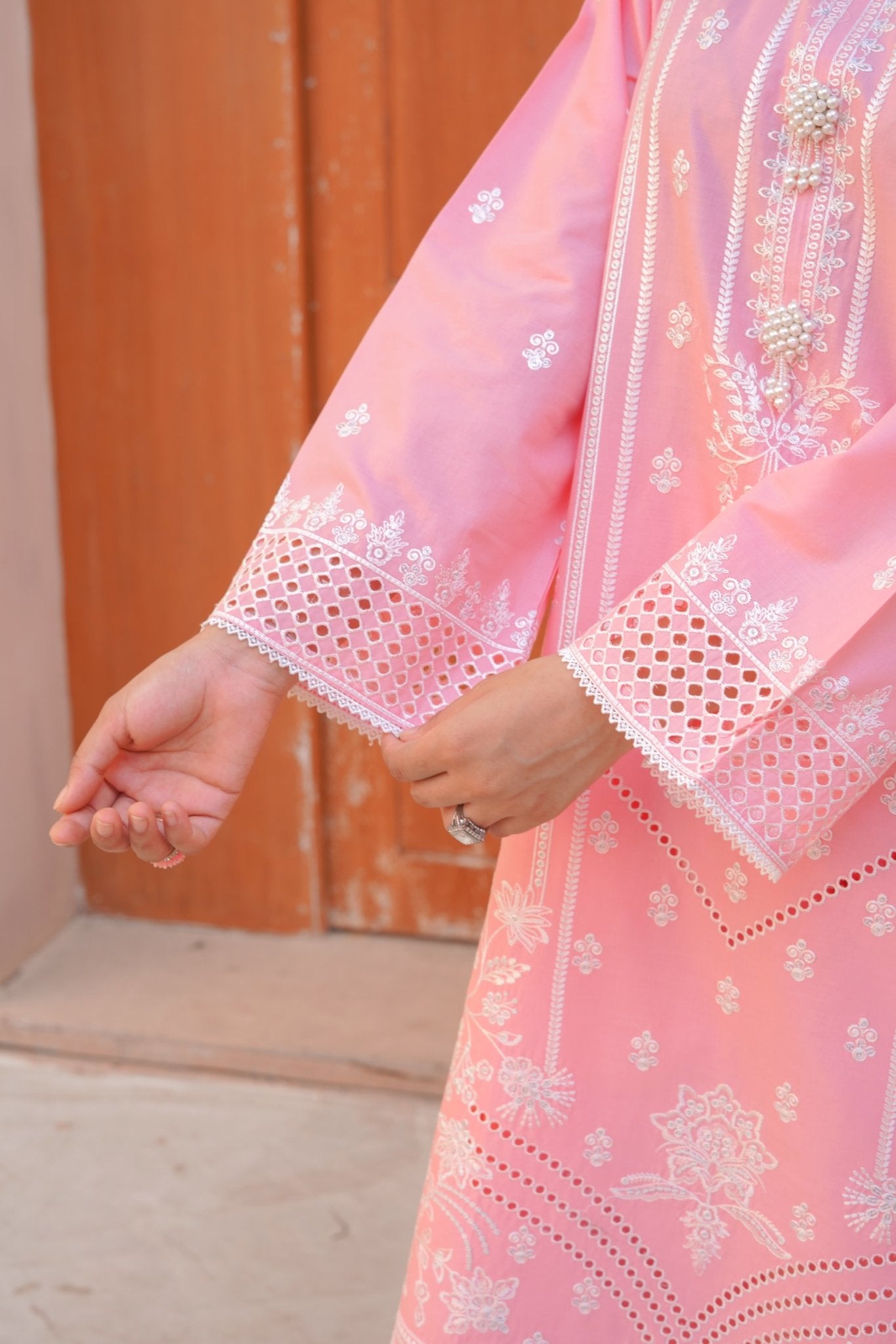 Shimmer Blush Sequence & Thread Embroidered 3-Piece Lawn Suit - sitarastyle.com