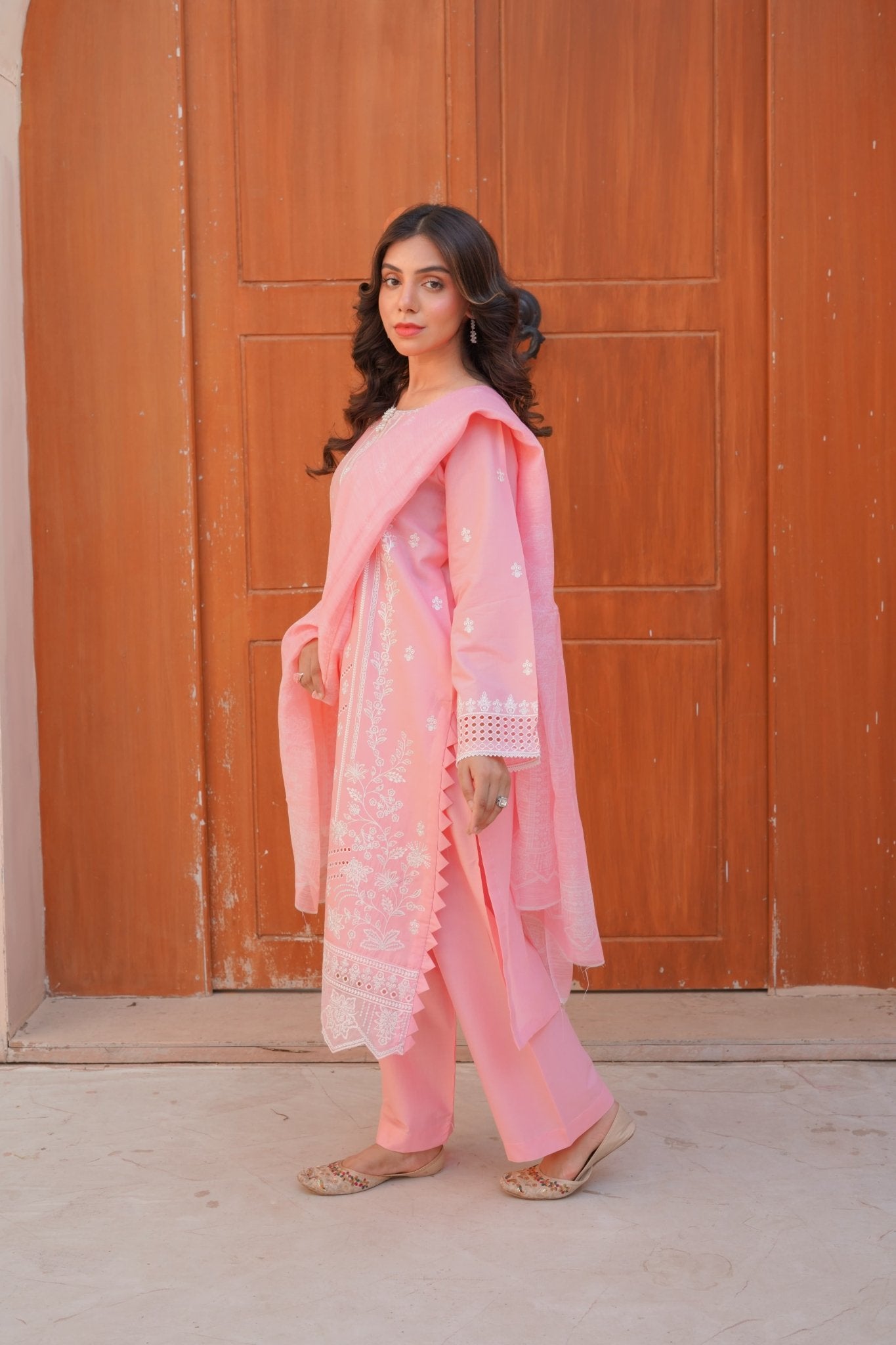 Shimmer Blush Sequence & Thread Embroidered 3-Piece Lawn Suit - sitarastyle.com