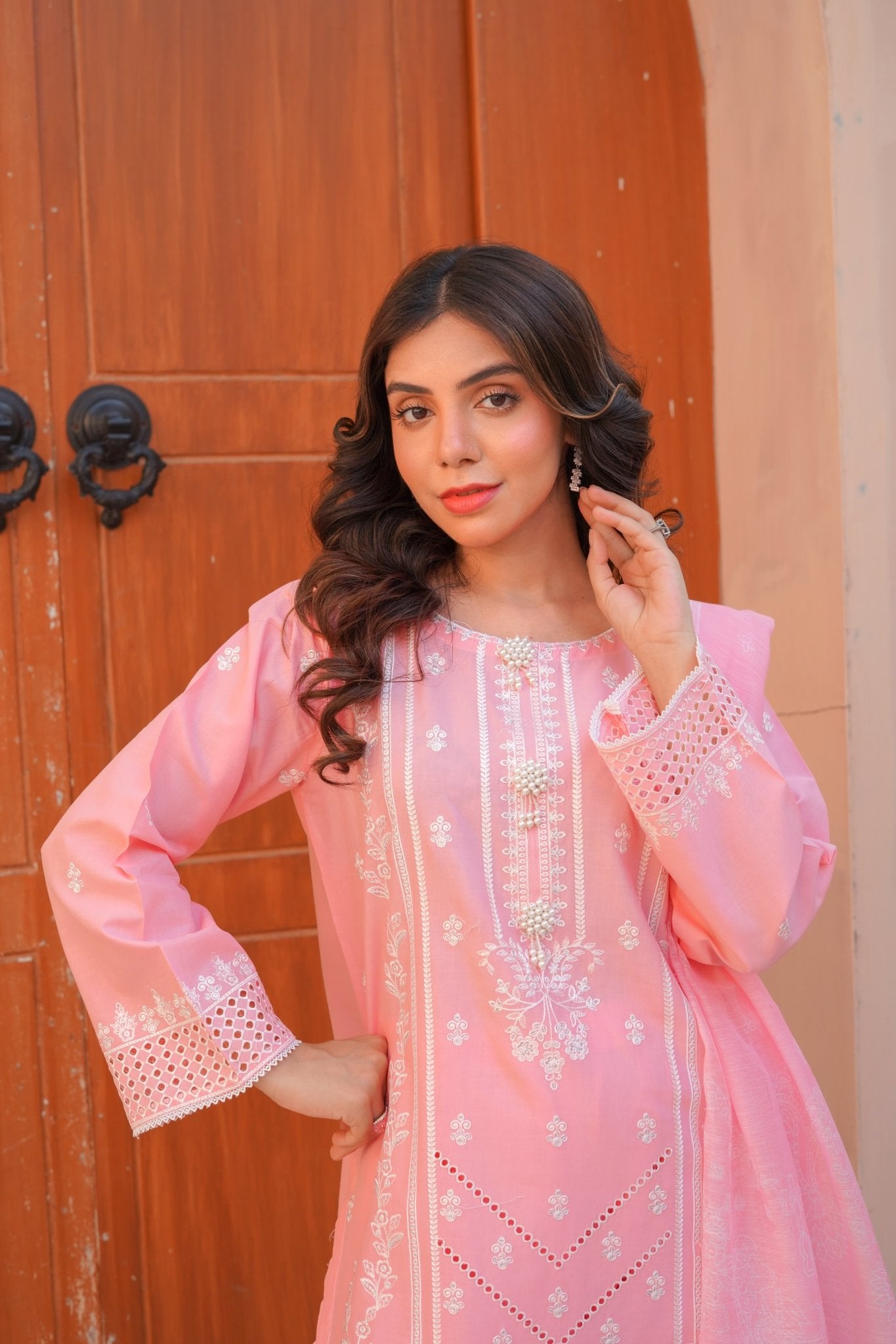 Shimmer Blush Sequence & Thread Embroidered 3-Piece Lawn Suit - sitarastyle.com