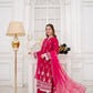 Shocking Pink 3 - Piece Embroidered Suit Chiffon Dupatta - sitarastyle.com