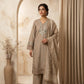 Skin Beige 3 - Piece Lawn Suit with Intricate Cutwork Embroidery - sitarastyle.com