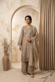 Skin Beige 3 - Piece Lawn Suit with Intricate Cutwork Embroidery - sitarastyle.com