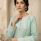 Sky Blue Embroidered 3 - Piece Lawn Suit with Flapper Trousers - sitarastyle.com