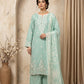Sky Blue Embroidered 3 - Piece Lawn Suit with Flapper Trousers - sitarastyle.com