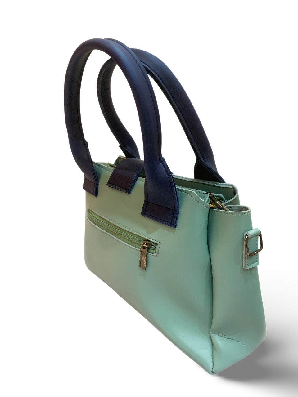 Elegant Mint Green & Navy Blue - Two-Tone Handbag