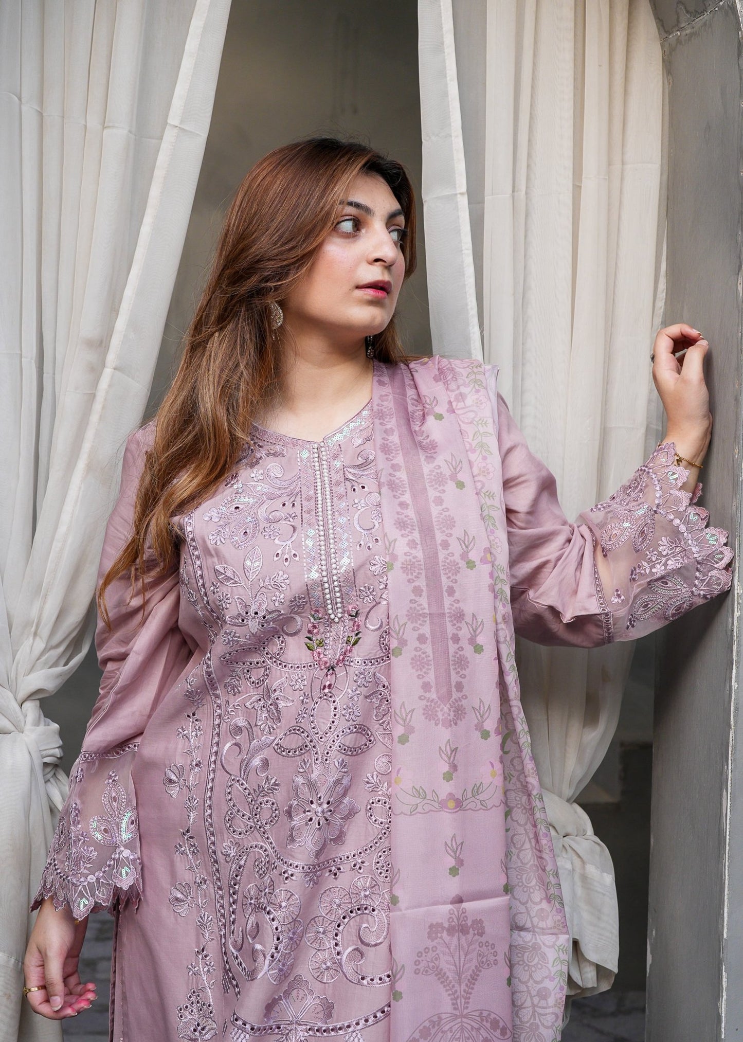 Soft Pink Chikankari Embroidered 3-Piece Lawn Suit – Silk Chiffon Dupatta - sitarastyle.com