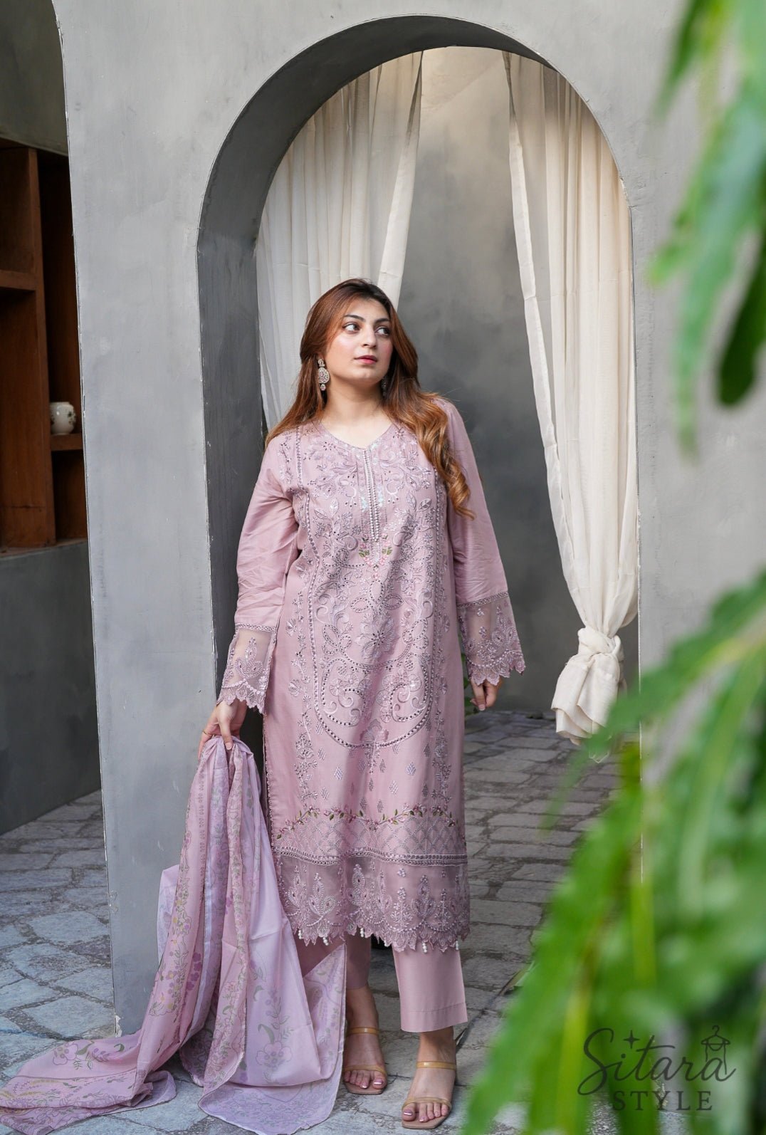 Soft Pink Chikankari Embroidered 3-Piece Lawn Suit – Silk Chiffon Dupatta - sitarastyle.com