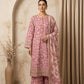 Tea Pink Embroidered 3 - Piece Printed Lawn Suit - sitarastyle.com