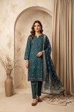 Teal Blue 3-Piece Printed Lawn Suit - sitarastyle.com