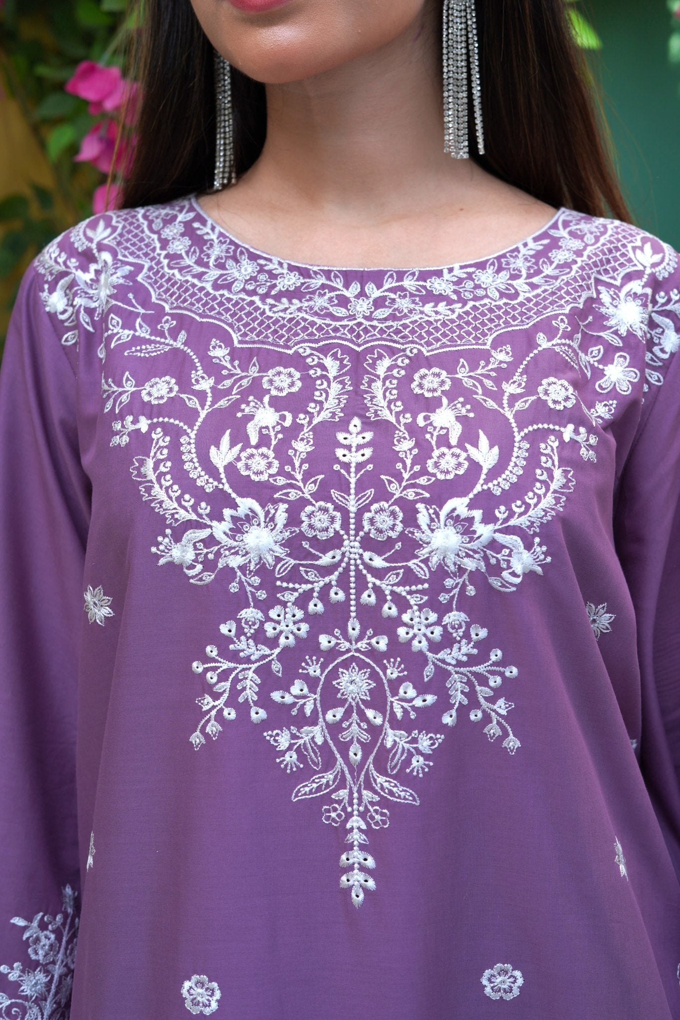 Violet Embroidered 3-Piece Lawn Suit with Daman Patch Work - sitarastyle.com