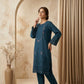 Zinc Blue Embroidered 2 - Piece Lawn Suit with Thread Work - sitarastyle.com