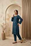 Zinc Blue Embroidered 2 - Piece Lawn Suit with Thread Work - sitarastyle.com