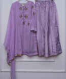 Dusty Plum Hand-Embroidered Katthan Silk & Chiffon Sharara 3-Piece Set