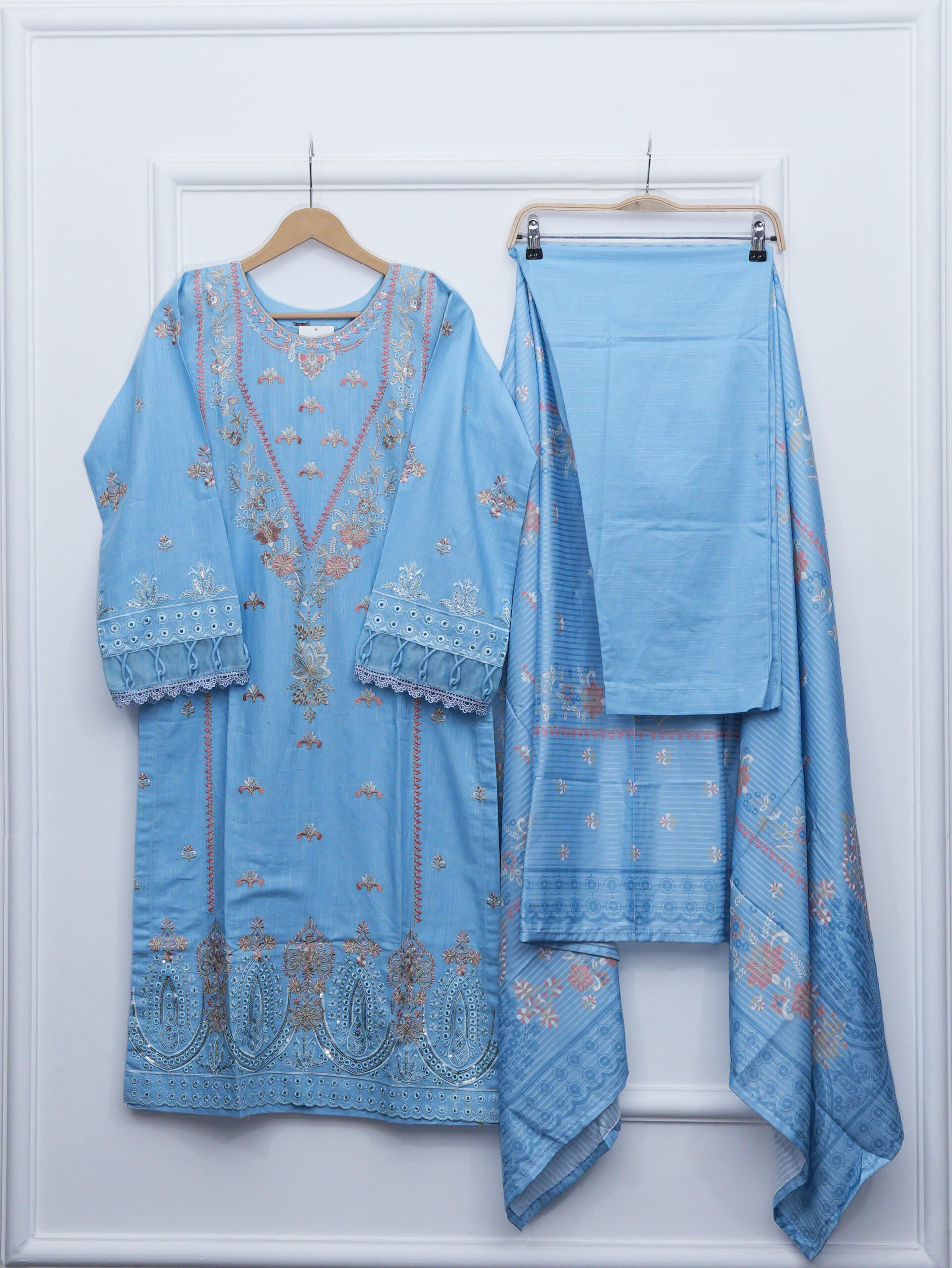 Sky Blue Shawl Ensemble