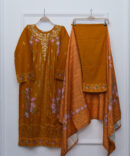 Mustard Full Embroidered Sequin Shirt with Trouser & Shawl – 46" Length