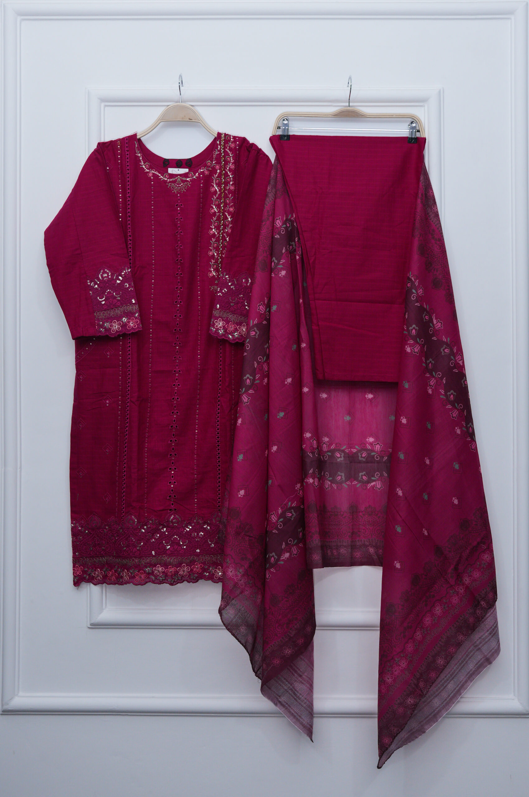 Shocking Pink Embroidered Shirt