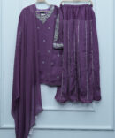 Majestic Lavender Naqshi Dabqi Embroidered Chiffon Sharara 3-Piece Set